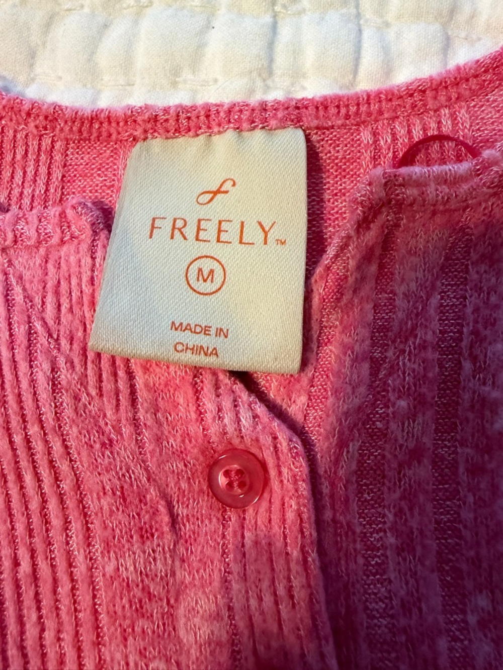 Girls Pink Ribbed Knit Button-Front Dress - Picture 3 of 4